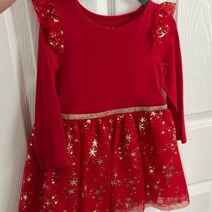 Christmas Red toddler dress with gold stars Size 3T